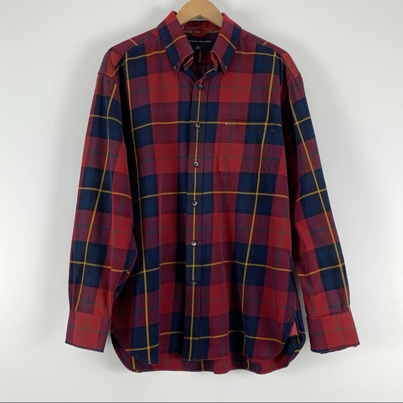 Tommy Hilfiger Other - VTG Tommy Hilfiger Red Plaid Button Down Shirt L